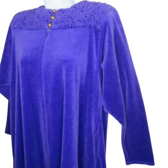 David Brown for I. Magnin & Co. Purple Velour Long Sleeve Caftan Robe Pockets - Picture 4 of 16